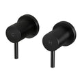 Cefito Basin Twin Tap Wall Round Brass Black Faucet Shower