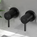 Cefito Basin Twin Tap Wall Round Brass Black Faucet Shower