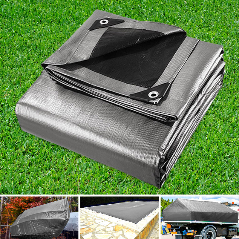 Instahut Tarp 6x7.3m Heavy Duty Canvas Camping Sun Cover