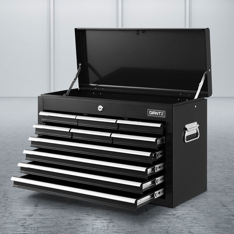 Giantz 10 Drawer Tool Box Cabinet Black Garage Storage Organiser