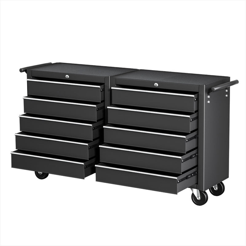 Giantz Tool Chest Trolley 10 Drawer Toolbox Storage Black