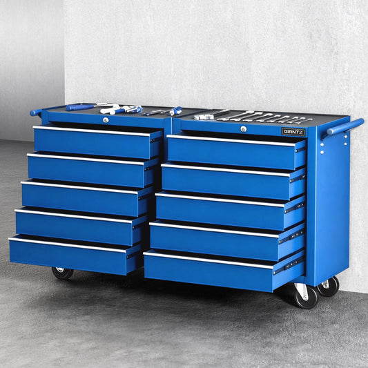 Giantz 10 Drawer Tool Chest Trolley Toolbox Storage Blue