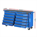 Giantz 10 Drawer Tool Chest Trolley Toolbox Storage Blue