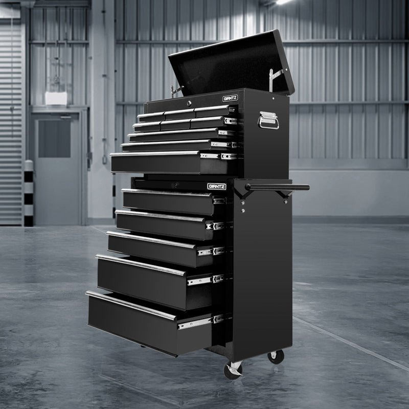 Giantz 14 Drawer Tool Box Cabinet Storage Trolley Black