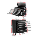 Giantz 14 Drawer Tool Box Cabinet Storage Trolley Black