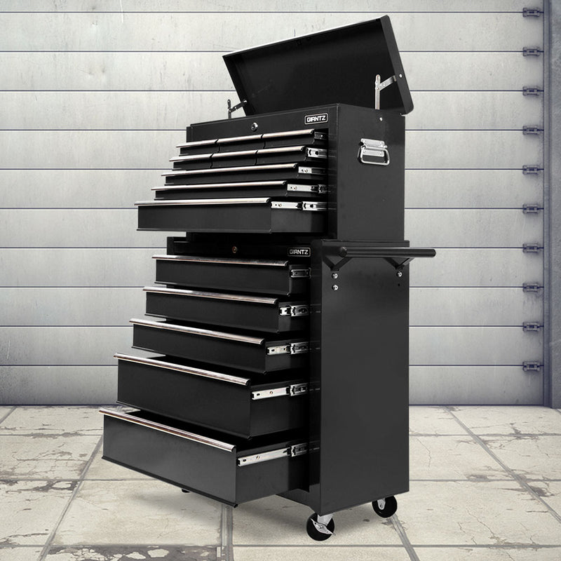 Giantz 14 Drawer Tool Box Chest Cabinet Mechanic Garage Storage Trolley Black