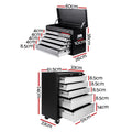 Giantz 14 Drawer Tool Box Cabinet Trolley Grey Garage Storage