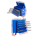 Giantz 14 Drawer Tool Box Trolley Cabinet Garage Storage Blue