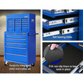 Giantz 14 Drawer Tool Box Trolley Cabinet Garage Storage Blue