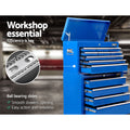 Giantz 14 Drawer Tool Box Trolley Cabinet Garage Storage Blue