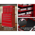 Giantz 14 Drawer Tool Box Cabinet Trolley Red Mechanic Storage