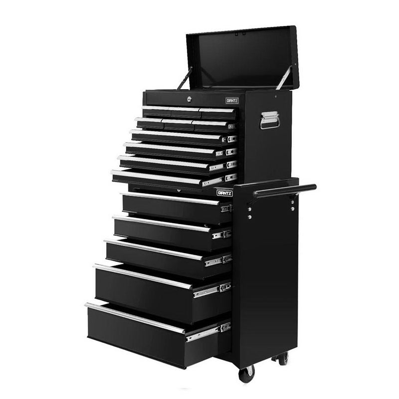 Giantz 15 Drawer Tool Chest Trolley Toolbox Storage Black