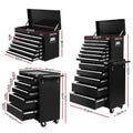 Giantz 15 Drawer Tool Chest Trolley Toolbox Storage Black