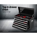 Giantz 16 Drawer Tool Box Cabinet Trolley Garage Storage Black