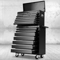 Giantz 17 Drawer Tool Box Cabinet Trolley Chest Garage Storage Black
