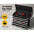 Giantz 17 Drawer Tool Box Cabinet Trolley Chest Garage Storage Black