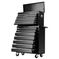Giantz 17 Drawer Tool Box Cabinet Trolley Chest Garage Storage Black