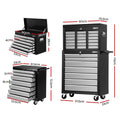 Giantz 17 Drawer Tool Box Cabinet Trolley Grey Garage Storage