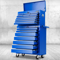 Giantz 17 Drawer Tool Box Cabinet Trolley Chest Garage Storage Blue