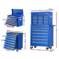 Giantz 17 Drawer Tool Box Cabinet Trolley Chest Garage Storage Blue