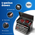 Giantz 5 Drawer Tool Chest Box Cabinet Lockable Garage Storage Black