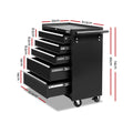 Giantz 5 Drawer Tool Box Trolley Chest Garage Storage Black