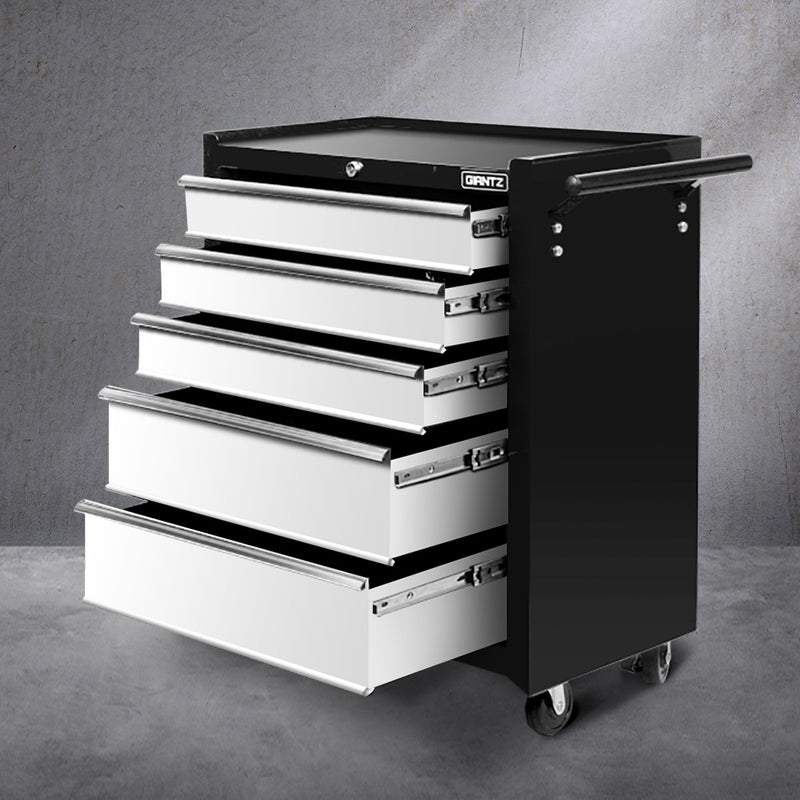 Giantz 5 Drawer Tool Box Cabinet Trolley Grey Garage Storage
