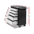Giantz 5 Drawer Tool Box Cabinet Trolley Grey Garage Storage