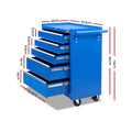 Giantz 5 Drawer Tool Box Cabinet Trolley Chest Storage Blue