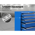 Giantz 5 Drawer Tool Box Cabinet Trolley Chest Storage Blue