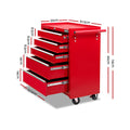 Giantz 5 Drawer Tool Box Cabinet Trolley Red Garage Storage