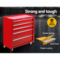 Giantz 5 Drawer Tool Box Cabinet Trolley Red Garage Storage