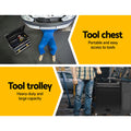 Giantz 7 Drawer Tool Box Cabinet Chest Trolley Garage Storage Black