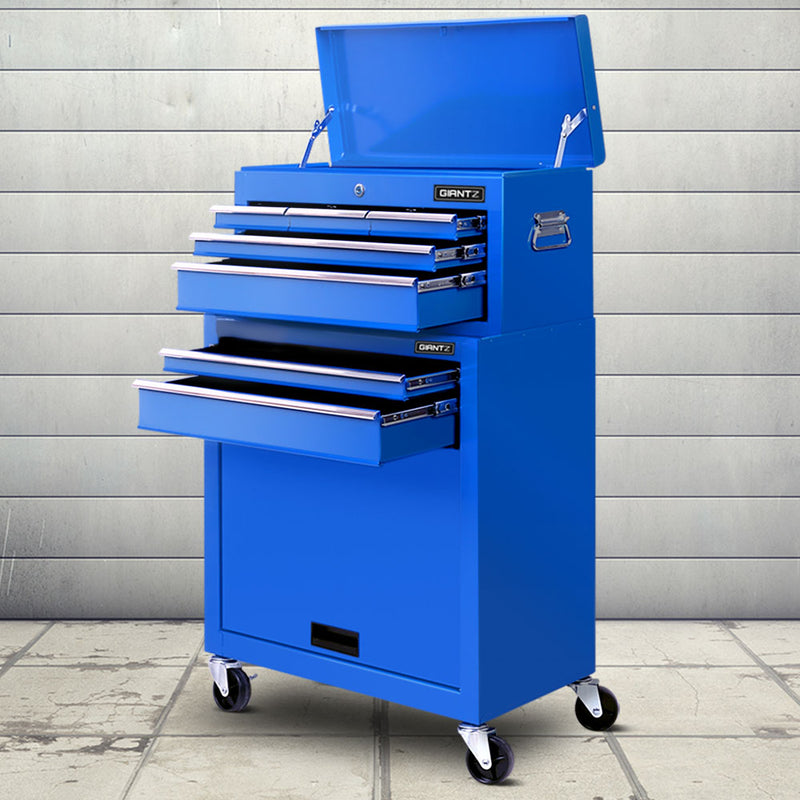 Giantz 7 Drawer Tool Box Cabinet Trolley Garage Storage Blue
