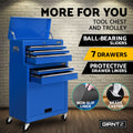Giantz 7 Drawer Tool Box Cabinet Trolley Garage Storage Blue