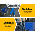 Giantz 7 Drawer Tool Box Cabinet Trolley Garage Storage Blue
