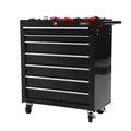Giantz 7 Drawer Tool Box Cabinet Trolley Black Garage Storage