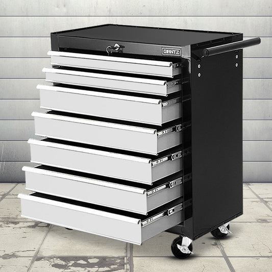 Giantz 7 Drawer Tool Box Cabinet Trolley Storage Grey Garage Chest