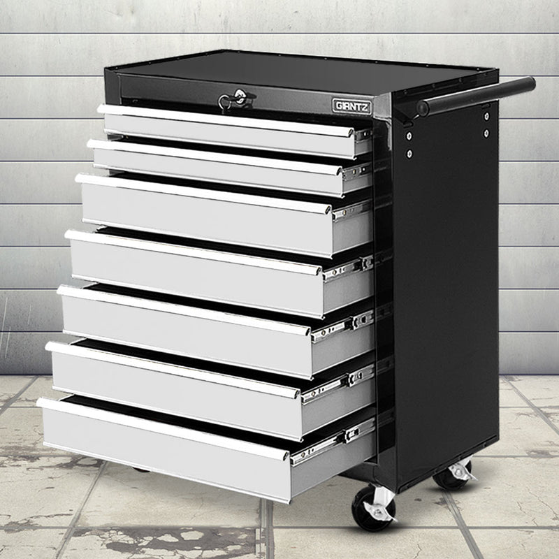 Giantz 7 Drawer Tool Box Cabinet Trolley Storage Grey Garage Chest
