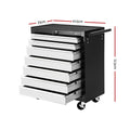 Giantz 7 Drawer Tool Box Cabinet Trolley Storage Grey Garage Chest