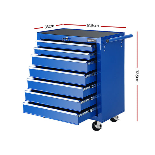 Giantz Tool Box Chest Cabinet Trolley 7 Drawers Toolbox Cart Garage Storage Blue