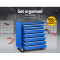Giantz 7 Drawer Tool Box Cabinet Trolley Storage Blue Garage