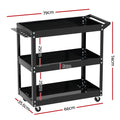 Giantz 3-Tier Tool Cart Trolley Workshop Storage Black