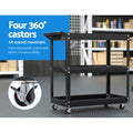 Giantz 3-Tier Tool Cart Trolley Workshop Storage Black