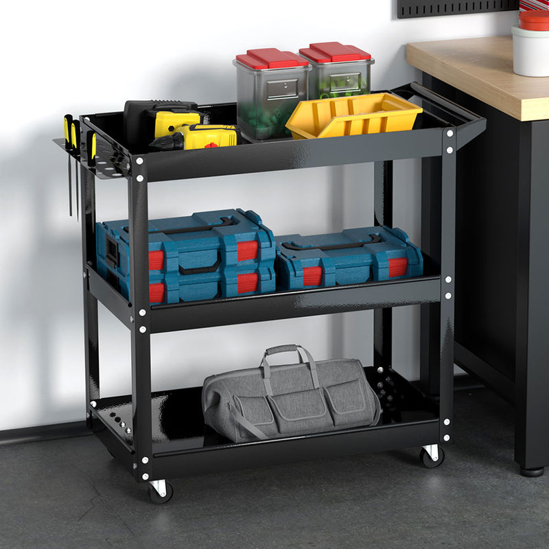 Giantz 3-Tier Tool Cart Trolley Workshop Storage Black