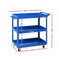 Giantz 3-Tier Tool Cart Trolley Workshop Storage Organiser Blue