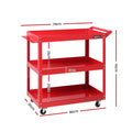Giantz 3-Tier Tool Cart Trolley Workshop Storage Organiser Red