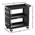 Giantz 3-Tier Tool Cart Storage Trolley Workshop Pegboard Black