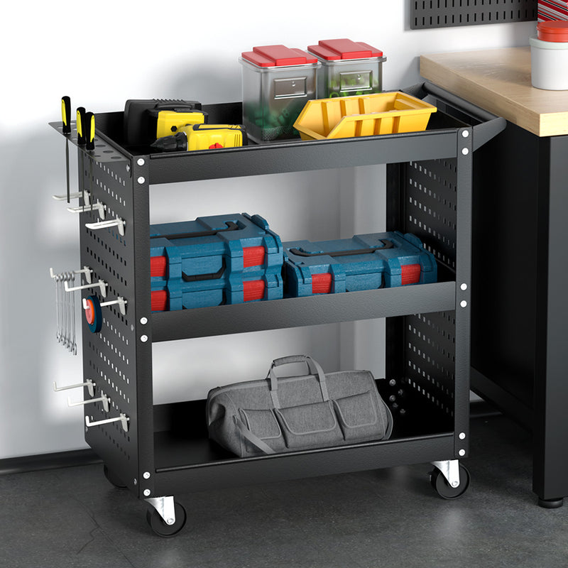 Giantz 3-Tier Tool Cart Storage Trolley Workshop Pegboard Black