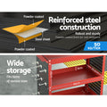 Giantz 3-Tier Tool Cart Storage Trolley Red Pegboard Hooks